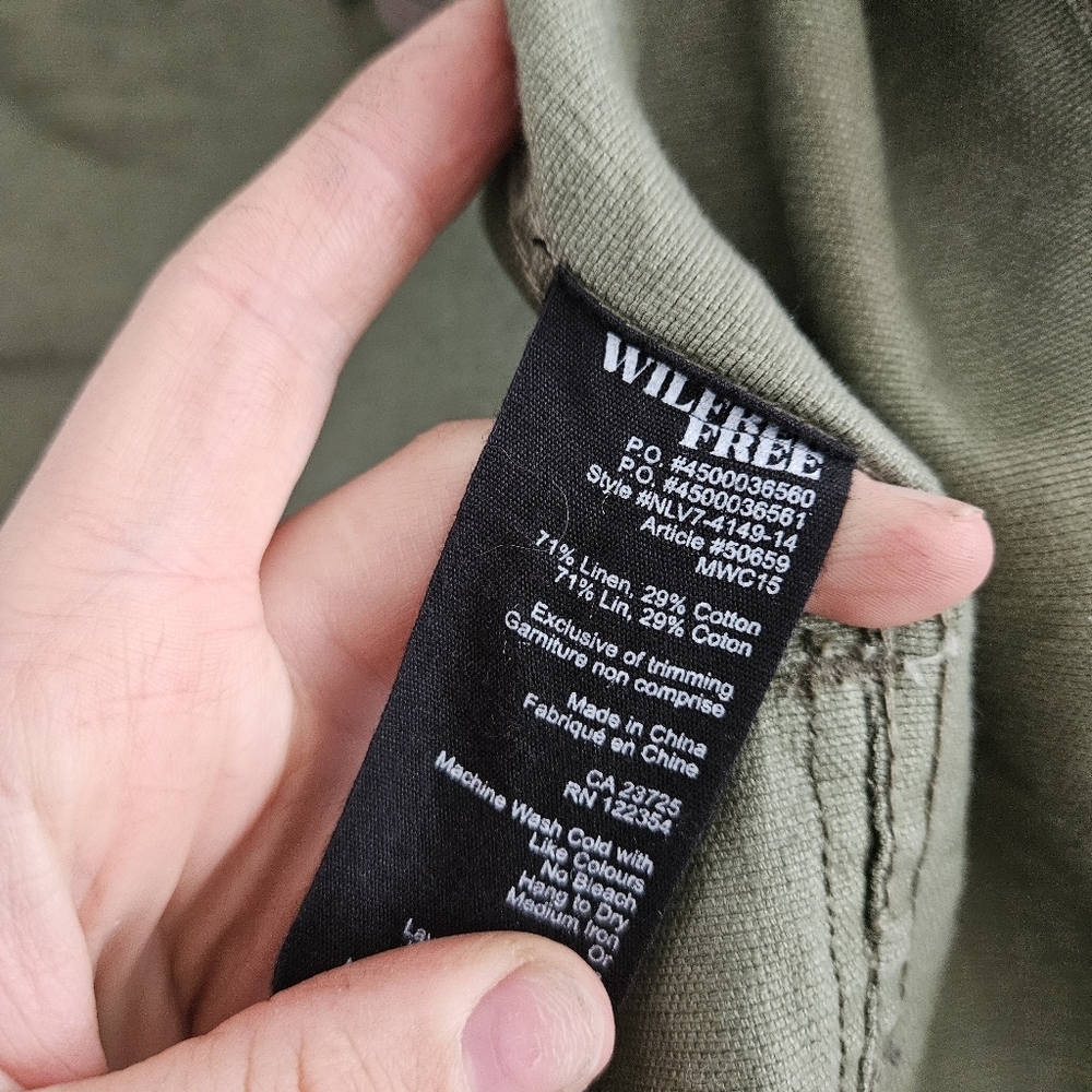 Aritzia Wilfred Free Army Green Linen Vest Small Oversized - Picture 6 of 6